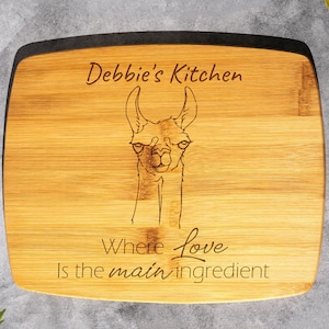 Personalized Llama Cutting Board, Custom Bamboo Llama Gift, Housewarming, Wedding, Birthday, Holiday Gifts