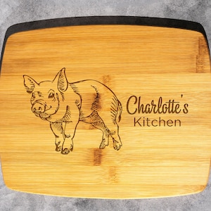 Personalized Pig Bamboo Cutting Board – Charming Kitchen Decor with Custom Engraving! Homestead, Ranch, Rural Lifestyle, Southern Life Gift