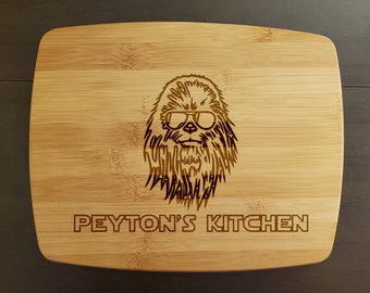 Custom Engraved Star Wars Bamboo Cutting Board: Chewbacca Gift