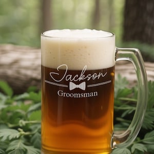Engraved Beer Mug: 25 oz Jumbo Groomsmen Gift