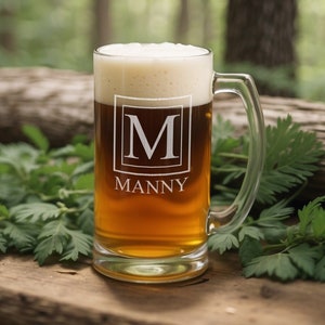 Monogram Beer Mug: Engraved 25oz Jumbo Groomsmen Gift