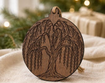 Willow Tree Wooden Ornament, Willow Tree Hanging Decoration, Nature Tree Keepsake Ornament, Tree Lover Gift, Holiday Tree Ornament