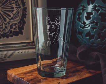 Belgian Malinois Pint Glass: Elegant Dog Line Art, Gift for Dog Lovers