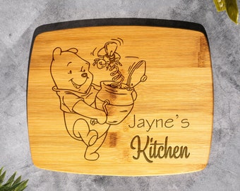 Winnie The Pooh Custom Cutting Board, Personalized Winnie The Pooh Gift, Disney Inspired Art, Winnie the Pooh, Tigger, Baby Shower Gift