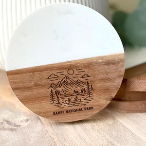 Banff National Park Scenic Mountains Coaster – Canadian Rockies Nature Landscape Drink Coaster Gift