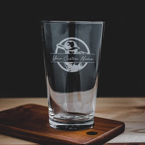 Baseball Player Pint Glass, Swing Bat Design, Beer Lover Gift, Sports Barware, Collectible Glassware