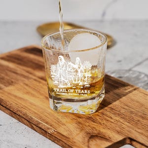 Trail of Tears National Historic Trail Whiskey Glass – Historic Route Design, Cherokee Journey Commemorative Glassware
