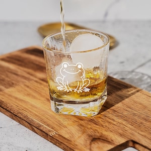 Funny Frog Whiskey Glass: Humorous Animal Illustration Barware