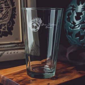Soccer Ball Flaming Pint Glass, Beer Glass, Soccer Gift, Sports Bar Decor, Collectible Glassware