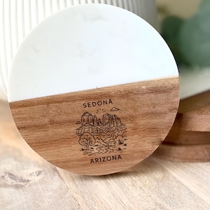 Sedona Arizona Coaster Featuring Red Rock Formations and Desert Landscape Scene