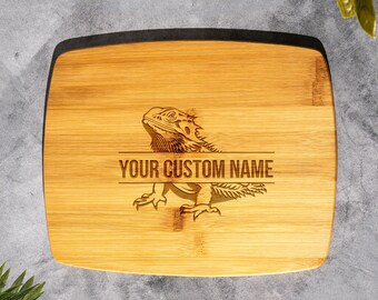 Bearded Dragon Bamboo Cutting Board: Reptile Lover Gift