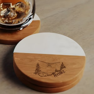 Engraved Coaster - Small Airplane Adventure, Personalized Pilot Gift, Custom Flight Through Woods, Unique Aviation Decor