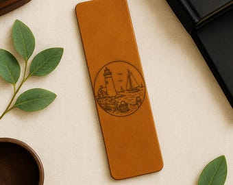Nantucket New England Coastal Genuine Leather Bookmark, Nantucket M Design, Seaside Island Souvenir Gift Bookmark