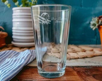 Vintage Airplane Pint Glass, Aviation Adventure, Beer Lover Gift, Clouds  Design, Retro Barware