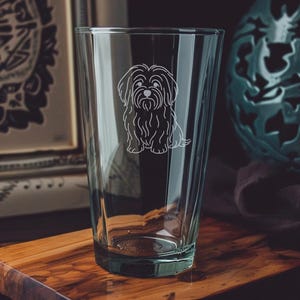 Coton de Tulear Dog Pint Glass – Cute Fluffy Dog Lover Gift – Pet Owner Barware – Adorable Puppy Drinkware – Dog Breed Glass