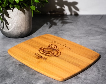 Ball Python Bamboo Cutting Board: Engraved Reptile Decor