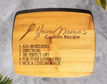 Personalized Recipe Bamboo Cutting Board: Custom Handwriting Gift