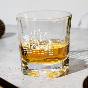 Viking Longship Whiskey Glass: Norse Boat Design Tumbler