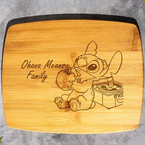 Ohana Means Family - Custom Lilo and Stitch Bamboo Cutting Board, a Housewarming, Disney Gift, Wedding, Anniversary, Birthday Christmas Gift