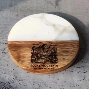 Rocky Mountain National Park Coaster – Scenic Mountain Landscape with Forests, Peaks, and Nature View