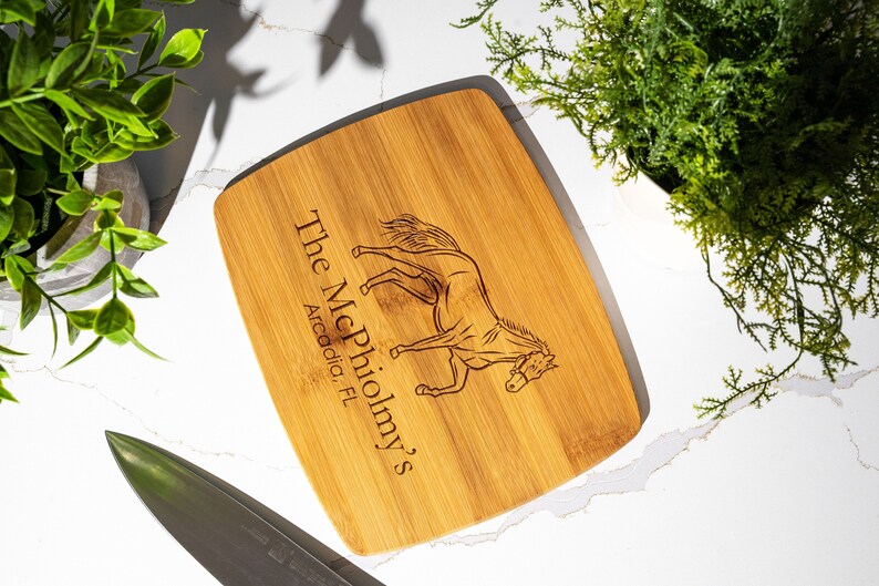 Personalized Horse Bamboo Cutting Board - Thumbnail 2