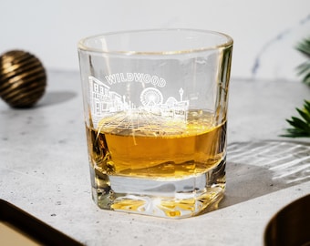 Wildwood Boardwalk Whiskey Glass: Coastal New Jersey Souvenir