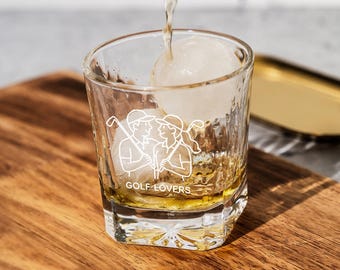 Golf Scene Whiskey Glass – Heavy Restaurant-Quality Tumbler for Golfers