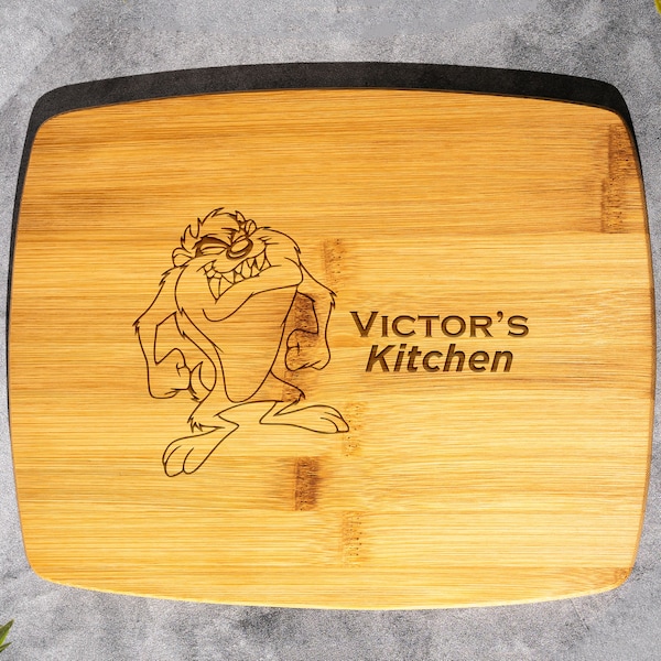 Personalized Tasmanian Devil Bamboo Cutting Board – Whirlwind of Fun for Looney Tunes Fans!