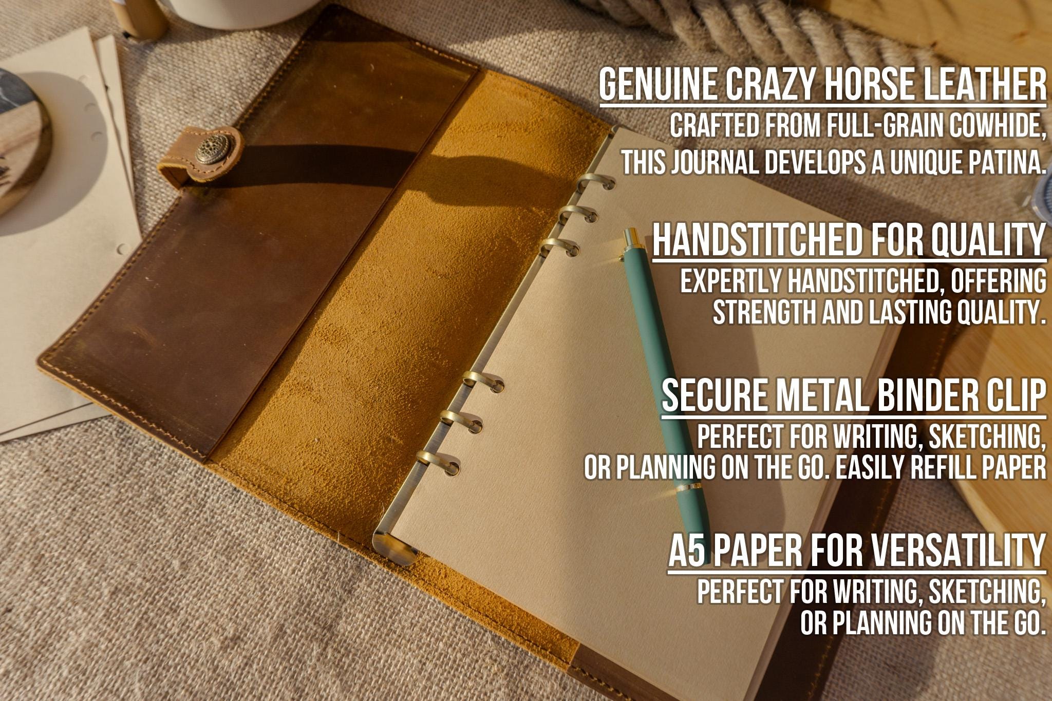 Bartender Notebook Genuine Leather Journal With Cocktail Shaker and Martini Glass Design ...