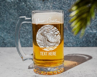 Glass Beer Mug, Decorative Sea Turtle, Unique Drinkware, Ocean Theme Gifts, Bar Accessories