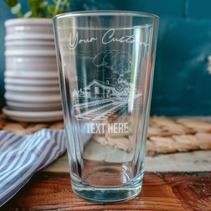 Pint Beer Glass, Old Train Station, Steam Locomotive, Vintage Railway, Collector&#39;s Item