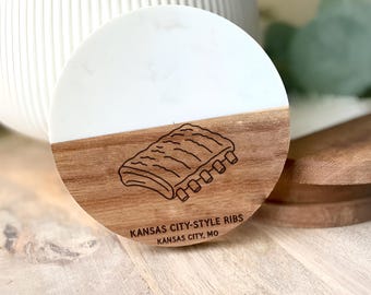 Kansas City-Style Ribs Coaster – Kansas City MO BBQ Lover Gift – Barbecue Theme Drink Coaster – KC Foodie Decor