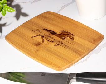 Horse Running Cutting Board, Kitchen Decor, Gift for Equestrians, Durable Chopping Block, Unique Design