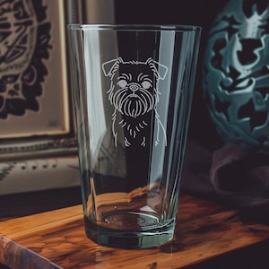 Brussels Griffon Dog Pint Glass: Engraved Gift for Dog Lovers