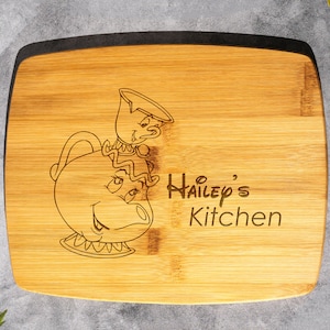 Custom Beauty and the Beast, Mrs. Teapot Cutting Board, Beauty and The Beast Belle Cutting Board, Personalized Disney Inspired Gift Idea