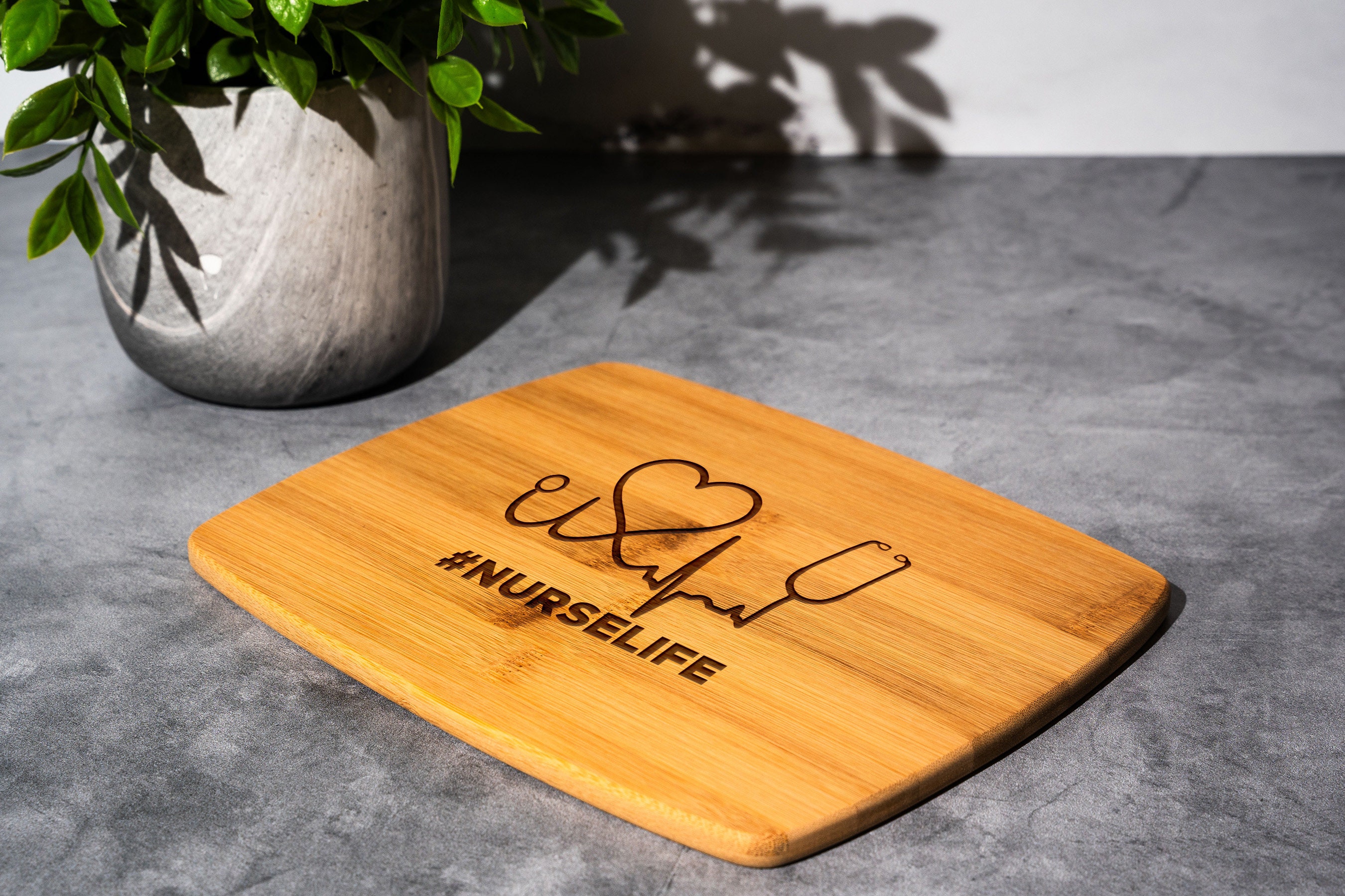 Engraved Bamboo Cutting Board: Nurse Life Gift