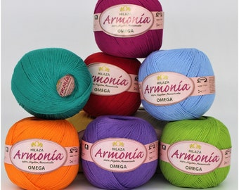 ARMONIA (100grs]) - Omega - 100% Mercerized Cotton Yarn, Knitting yarn, crochet cotton yarn, Crochet Thread.