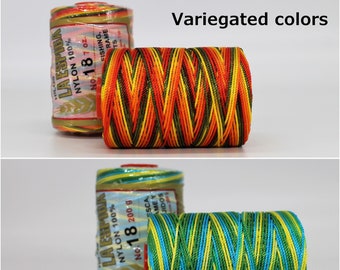 La Espiga No.18 Variegated (Omega) - 100% Nylon, Crochet Thread, Thread for Crafts, Nylon for Knitting and Crochet, String Cord for Crochet.