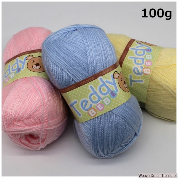 Teddy BEBE (100g) Omega/ Soft Acrylic yarn perfect for infant and baby projects / 100% Acrylic yarn / anti-allergic yarn.