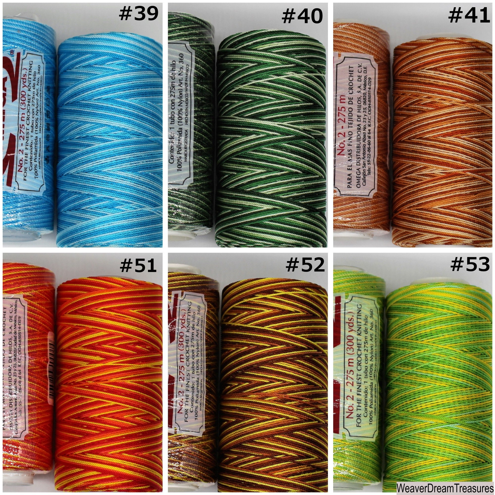 Nylon No. 2 OMEGA Variegated / 100% Nylon String Cord. / Crochet
