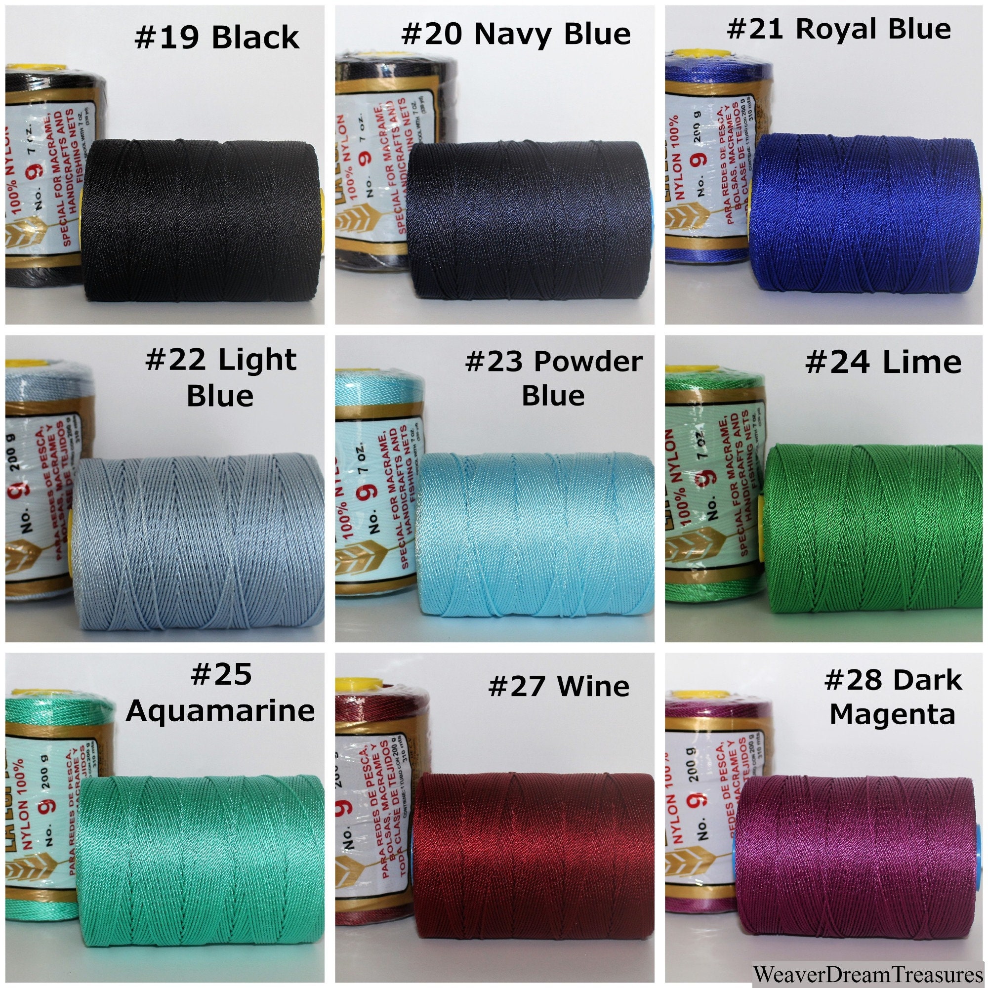 Espiga No.18 Variegated - 100% Nylon Omega String Cord for Knitting and  Crochet - 56 Circus