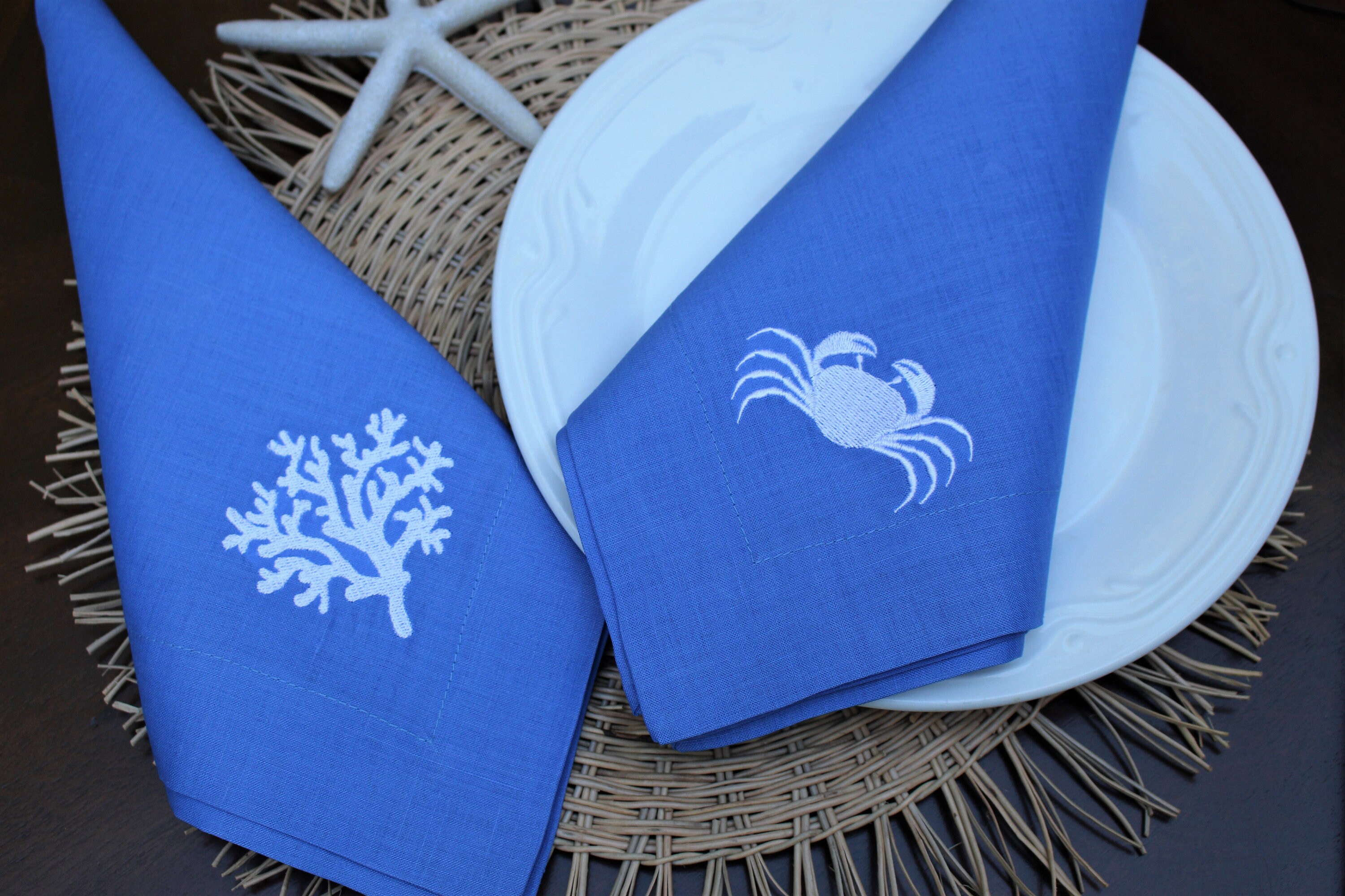 Linen napkins embroidered set of 6 Linen napkins 100 Linen Etsy