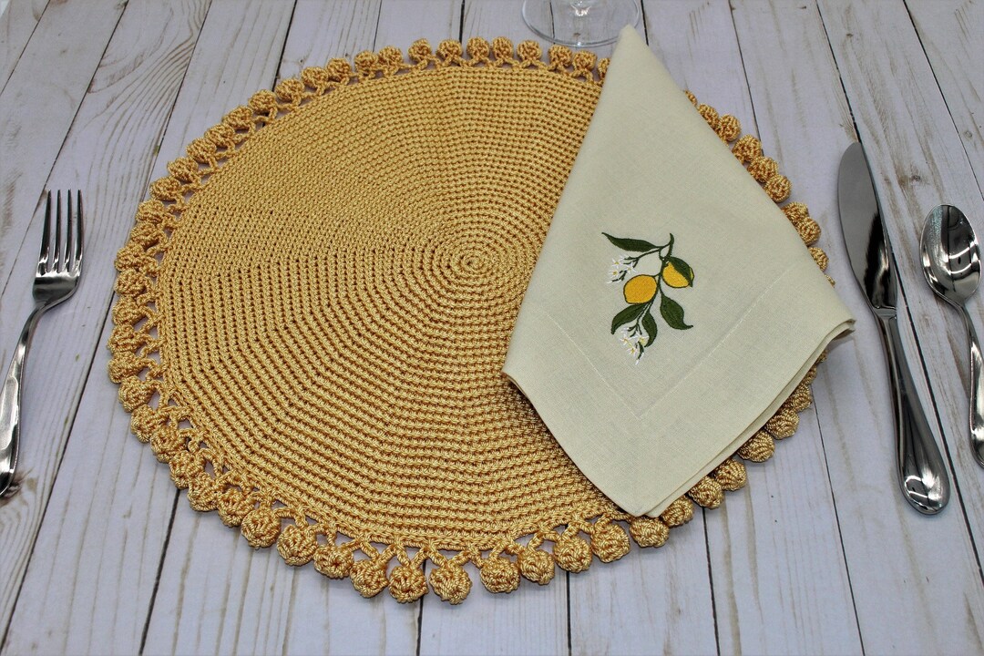 Crochet Round Placemats/ Table Mats/ Handmade Placemats. Table Decor. Etsy