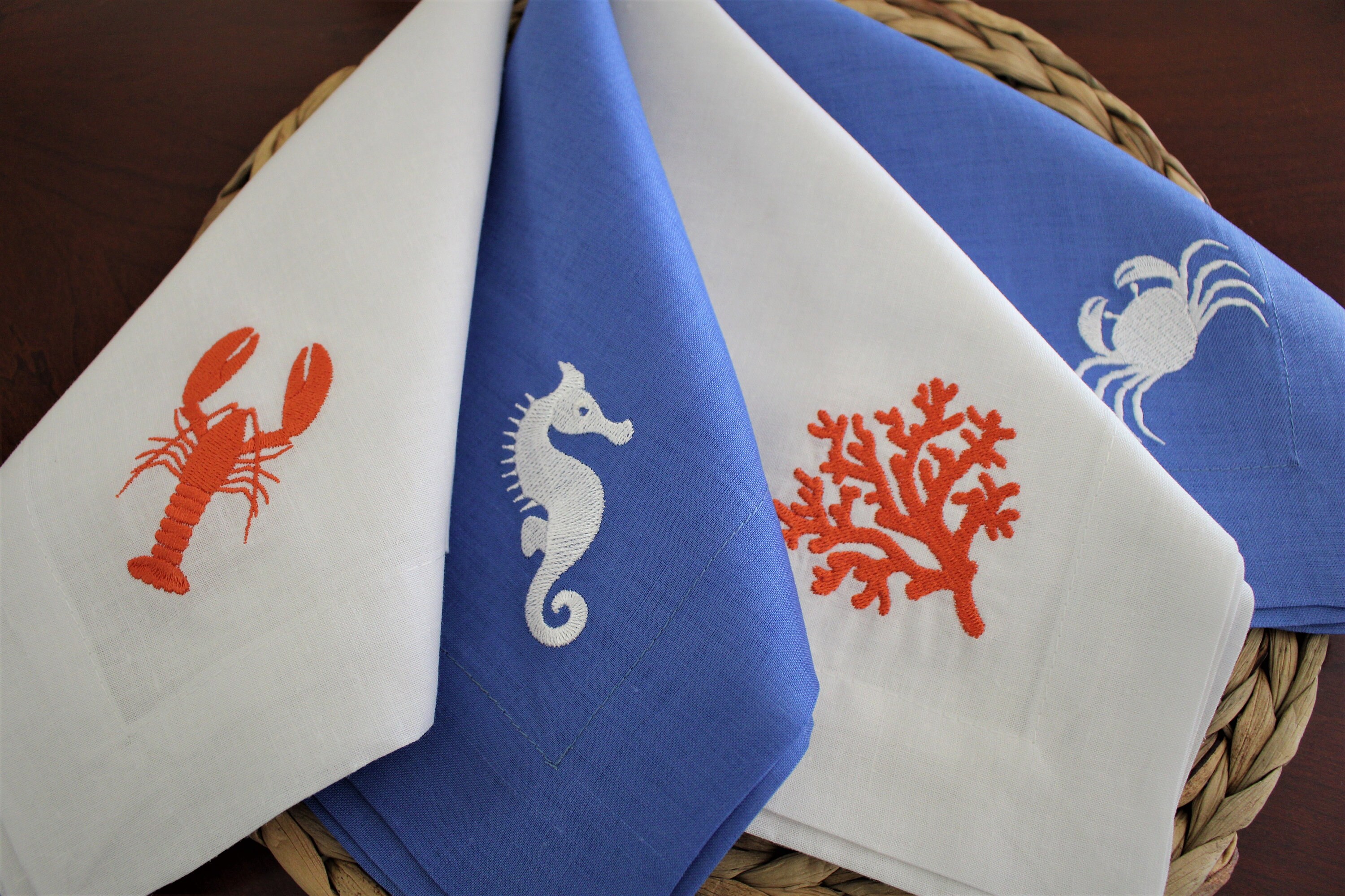 Linen napkins embroidered set of 6 Linen napkins 100 Linen Etsy