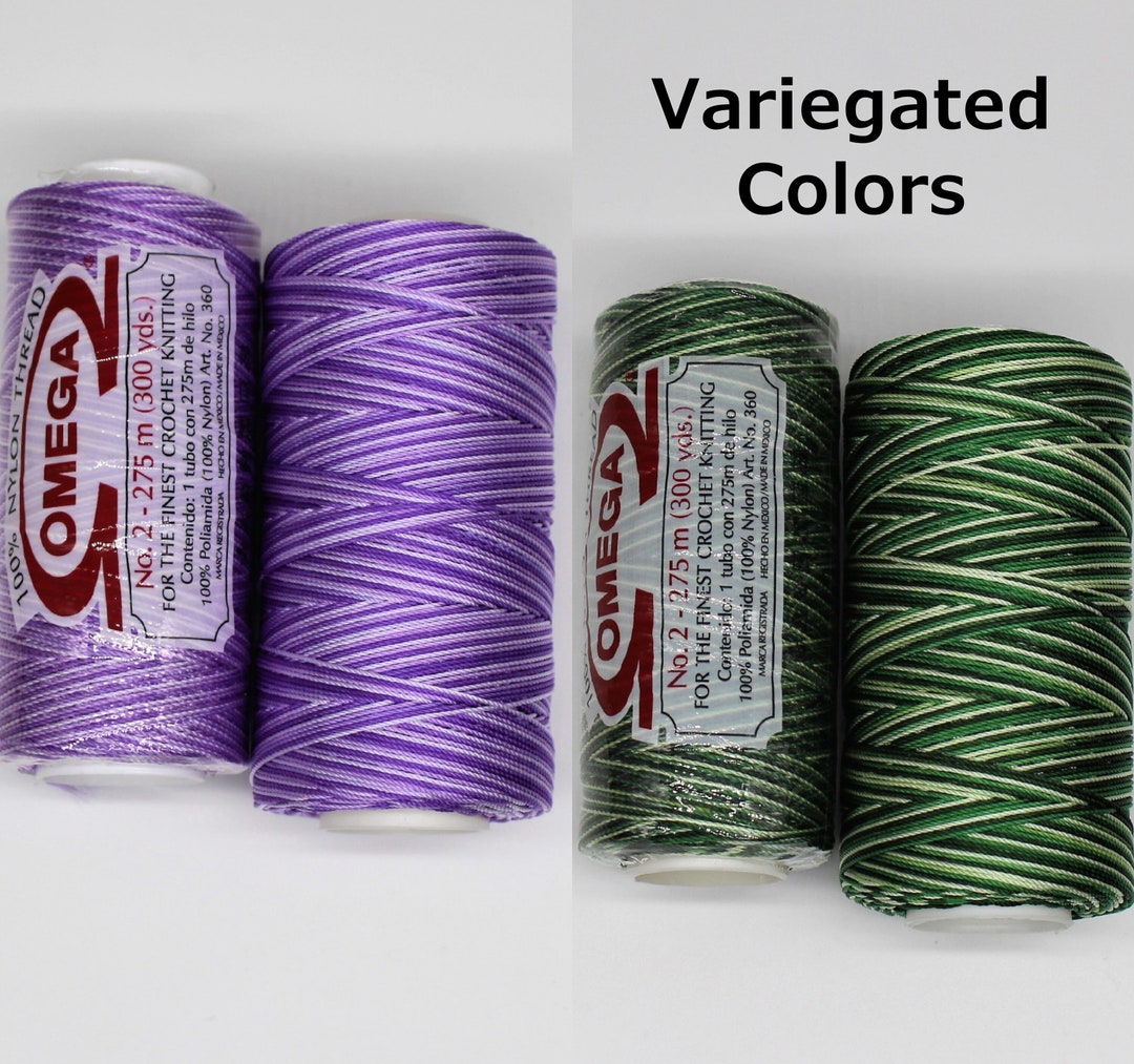Nylon No. 2 OMEGA Variegated / 100% Nylon String Cord. / Crochet Thread. 