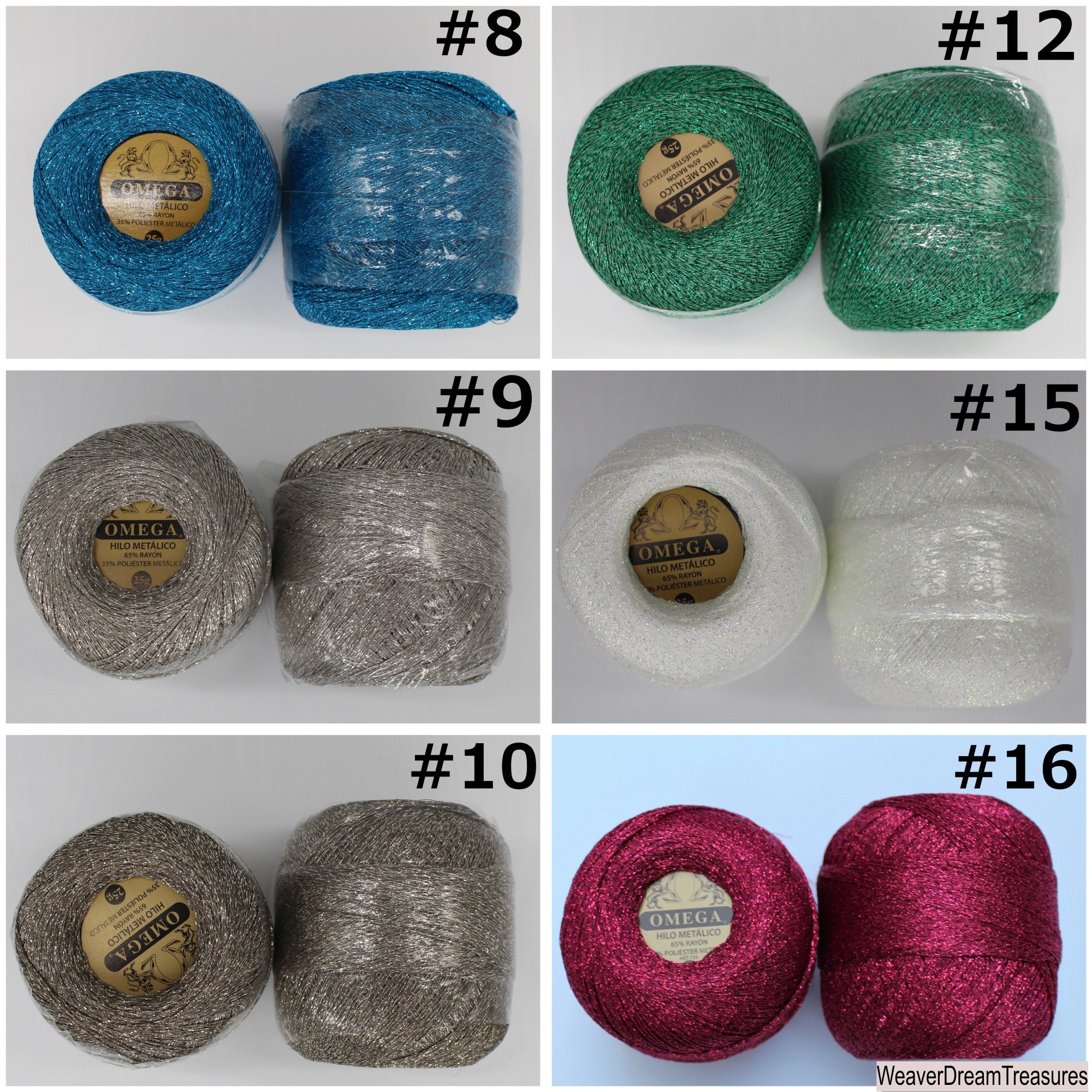 Metallic Crochet Thread (25grs)/ Shiny Crochet Thread / Metallic Yarn ...
