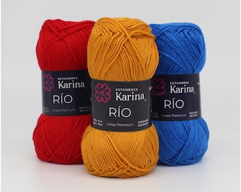 Rio yarn (100g) - Estambres Karina. Yarn for crochet and knitting. Yarn for embroidery. 100% acrylic yarn. Acrylic Amigurumi yarn.