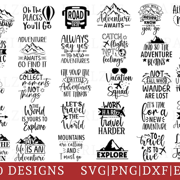 Adventure SVG Bundle, Camping SVG, Road Trip Svg, Adventure Svg Png Dxf Eps, Explore Svg, Mountain Svg, Life is an Adventure Svg