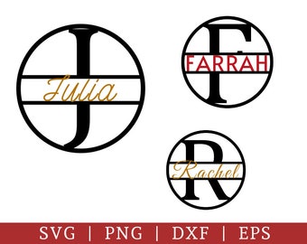 Monogram Svg Png Alphabets Initial Svg Split Monogram Svg Monogram Fonts for Cricut Silhouette Last Name Svg Wreath Svg Split Monogram Fonts