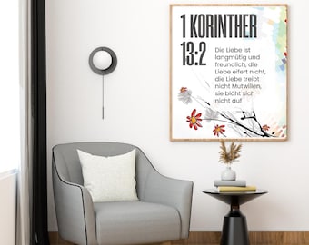1. Korinthe 13:2 Wandkunst | Bibelvers Druck | Christliche Wanddeko | Liebe ist ohne Liebe nichts | Sofortiger Digitaler-download | png